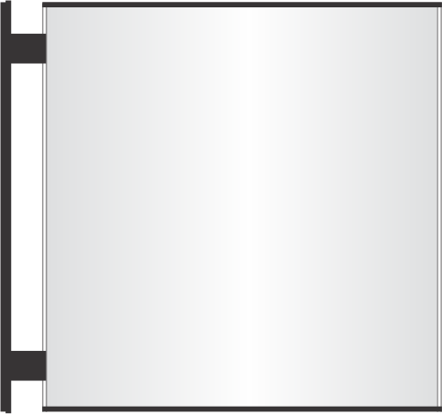 pc300 x 12"h d/s sign frames on wall bracket